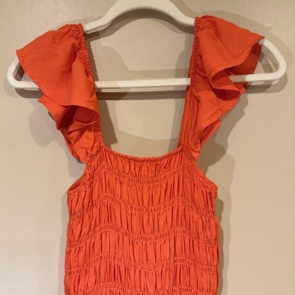 La La Muse Women's Orange Ruffle Strap Smocked‎ Waist Maxi Dress Large - Picture 3 of 6